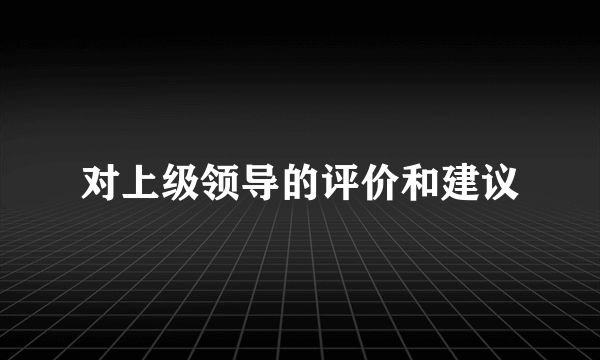 对上级领导的评价和建议