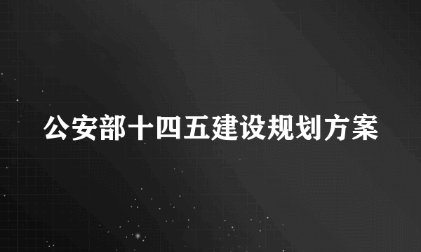 公安部十四五建设规划方案