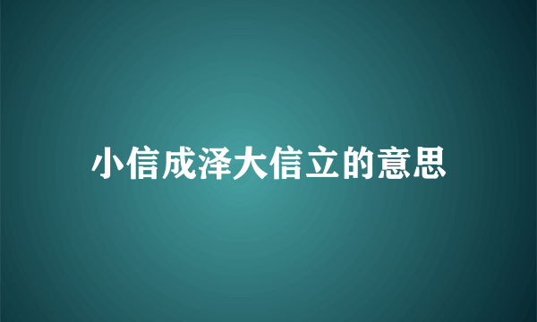 小信成泽大信立的意思