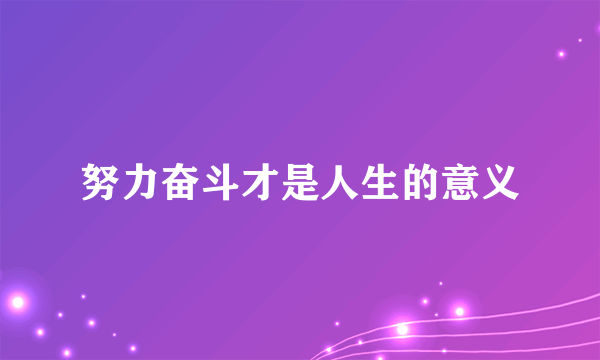 努力奋斗才是人生的意义