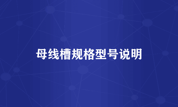 母线槽规格型号说明