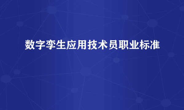数字孪生应用技术员职业标准