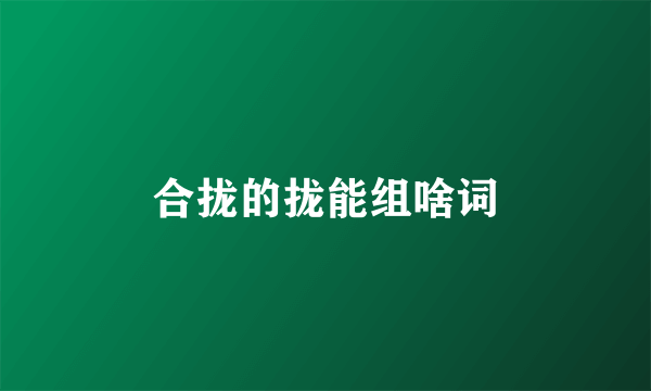 合拢的拢能组啥词