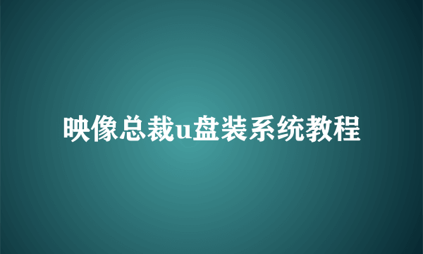 映像总裁u盘装系统教程