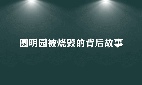 圆明园被烧毁的背后故事