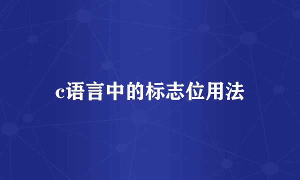c语言中的标志位用法