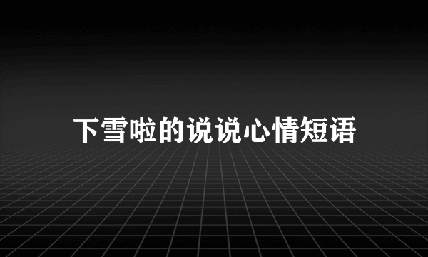 下雪啦的说说心情短语