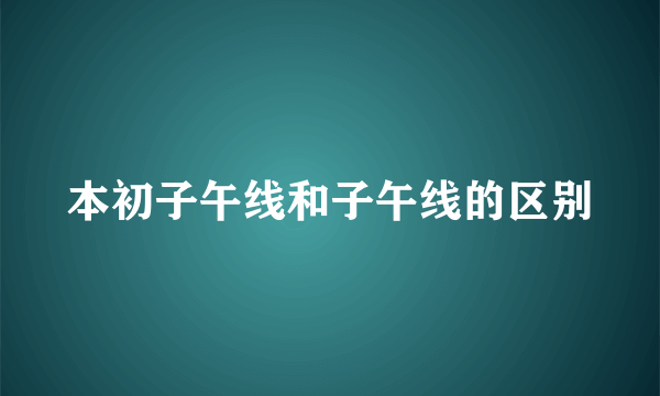 本初子午线和子午线的区别