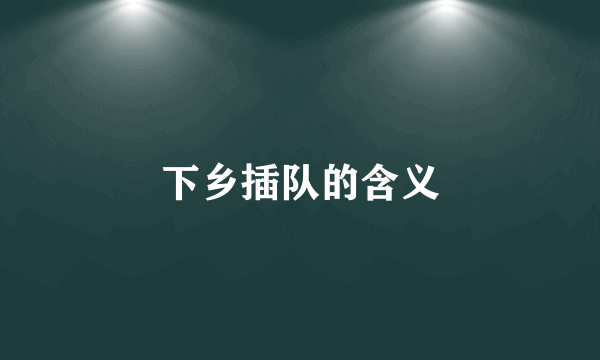 下乡插队的含义