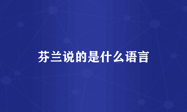 芬兰说的是什么语言