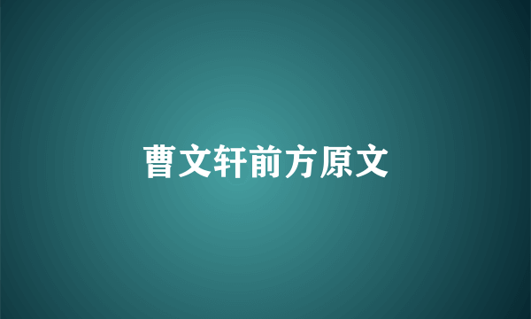 曹文轩前方原文