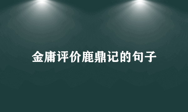 金庸评价鹿鼎记的句子