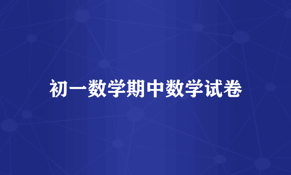 初一数学期中数学试卷