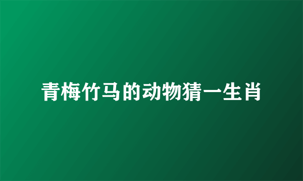 青梅竹马的动物猜一生肖