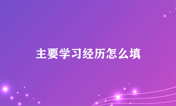 主要学习经历怎么填