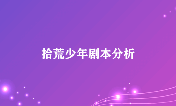 拾荒少年剧本分析