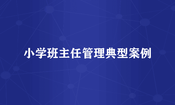 小学班主任管理典型案例