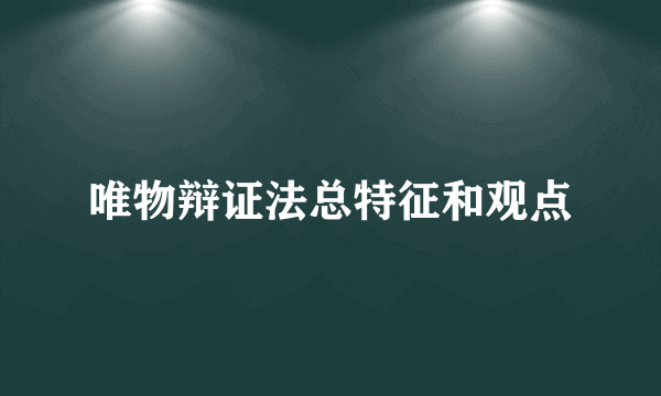唯物辩证法总特征和观点