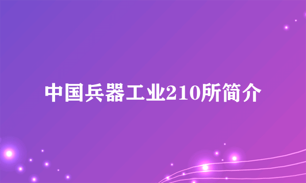中国兵器工业210所简介