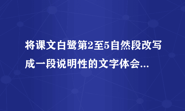 将课文白鹭第2至5自然段改写成一段说明性的文字体会它们的不同怎么写