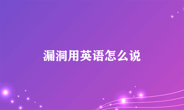 漏洞用英语怎么说