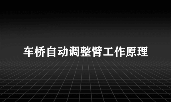车桥自动调整臂工作原理