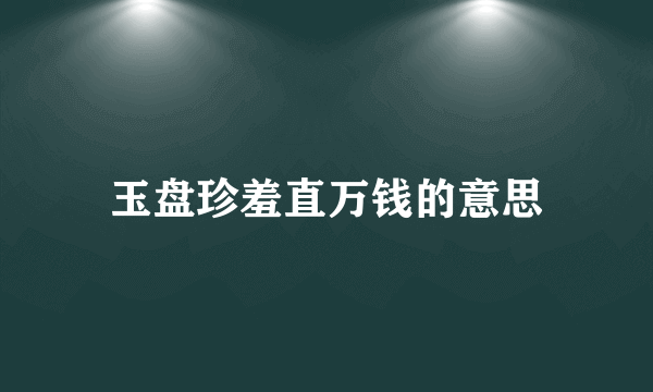 玉盘珍羞直万钱的意思