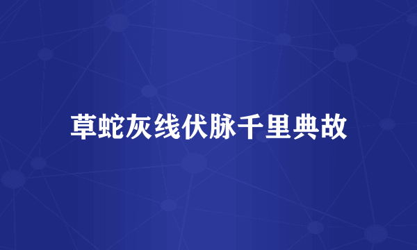 草蛇灰线伏脉千里典故