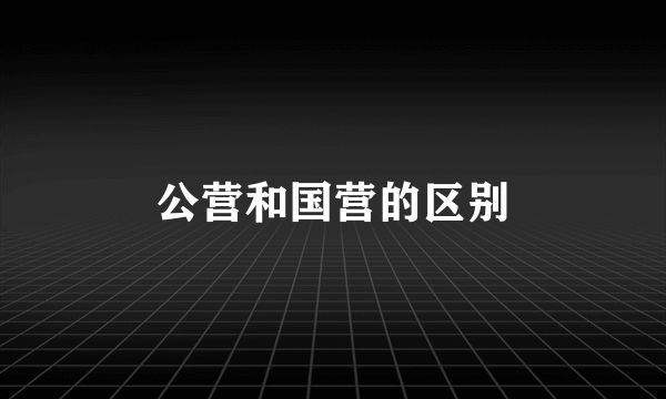 公营和国营的区别