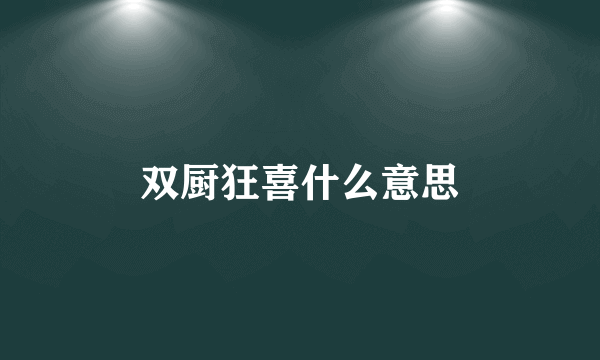 双厨狂喜什么意思