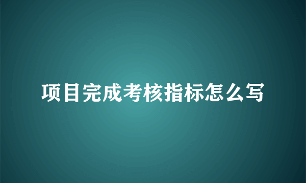 项目完成考核指标怎么写
