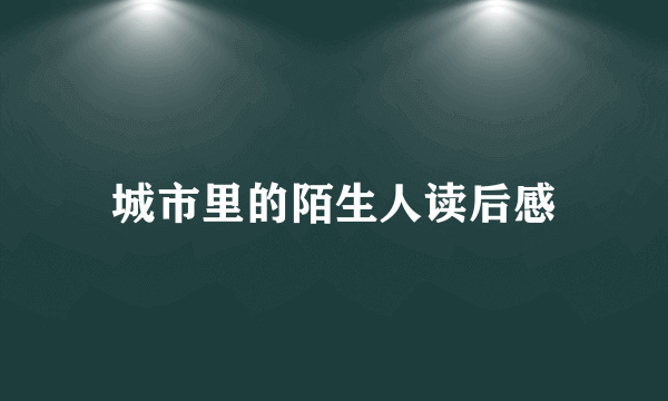 城市里的陌生人读后感