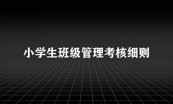 小学生班级管理考核细则