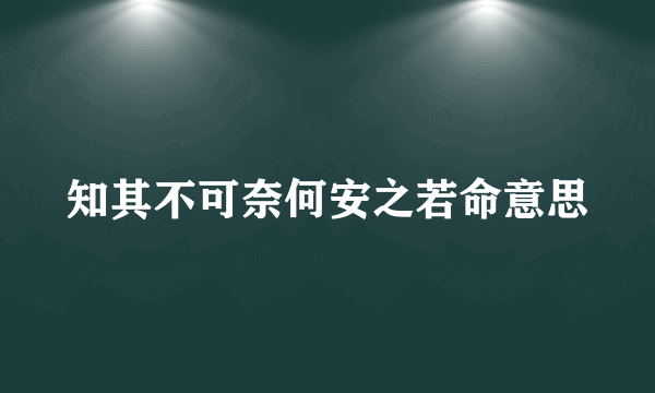 知其不可奈何安之若命意思