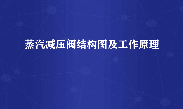 蒸汽减压阀结构图及工作原理