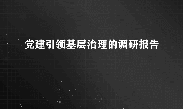 党建引领基层治理的调研报告
