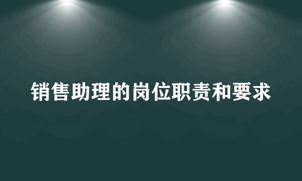 销售助理的岗位职责和要求
