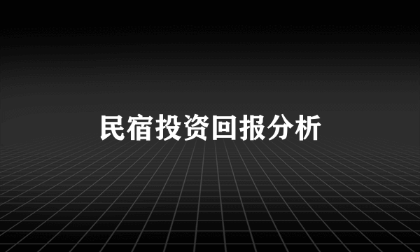 民宿投资回报分析