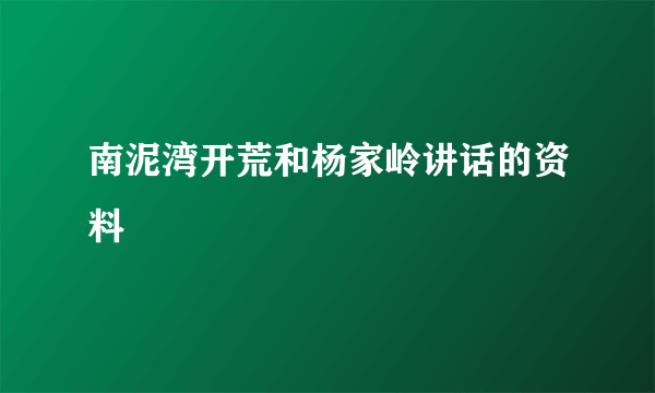南泥湾开荒和杨家岭讲话的资料