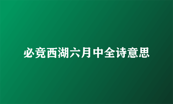 必竞西湖六月中全诗意思