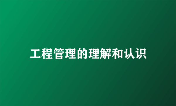 工程管理的理解和认识