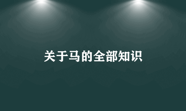 关于马的全部知识