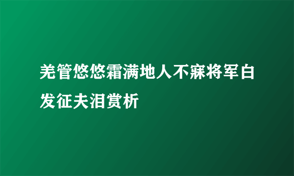 羌管悠悠霜满地人不寐将军白发征夫泪赏析