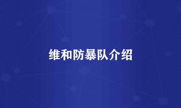 维和防暴队介绍