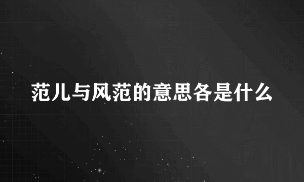 范儿与风范的意思各是什么