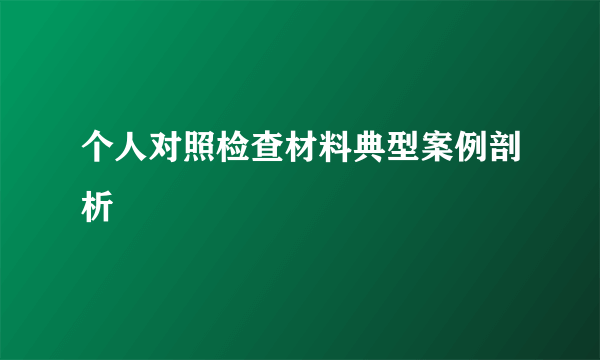 个人对照检查材料典型案例剖析