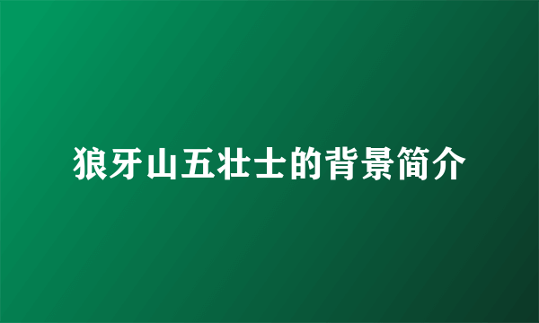 狼牙山五壮士的背景简介