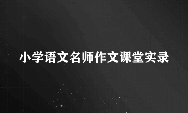 小学语文名师作文课堂实录