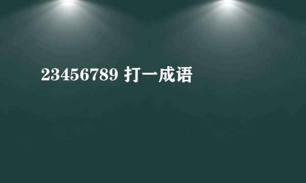 23456789 打一成语