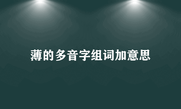 薄的多音字组词加意思